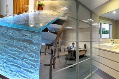 Glass wall and counter top