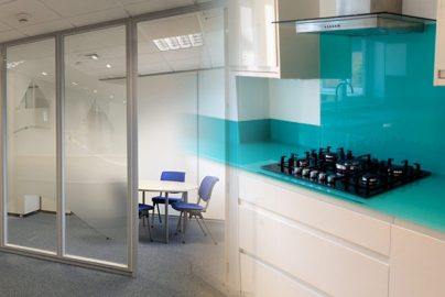 Glass wall and backsplash